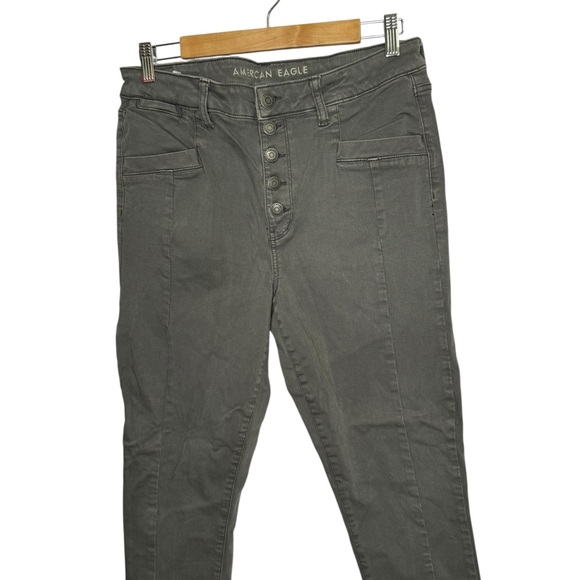American Eagle The Dream Jean Super Hi-Rise Jegging Button Fly Jeans gray 16 - Picture 3 of 5